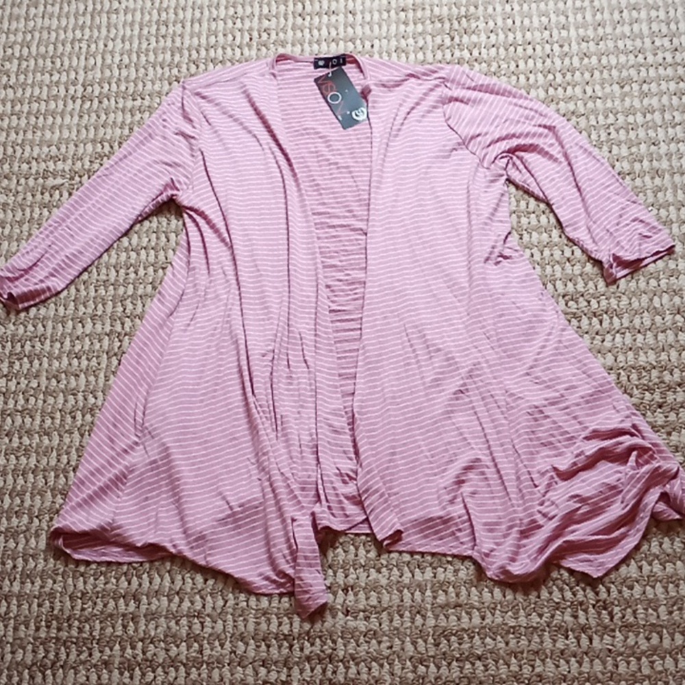 Vision Striped Open Cardigan Medium Sweater Sweatshirt Shirt Top